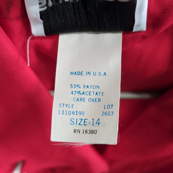 Vintage Studio 36 Dress Womens 14 Red Button Up 80s Retro Cottage Cape - Picture 6 of 8